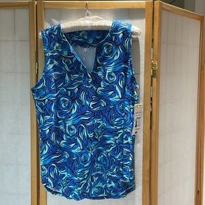 Lulu-B Vibrant Blue Abstract Sleeveless Blouse